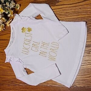 Rae Dunn Sparkly Luckiest Girl Shirt - Size 4